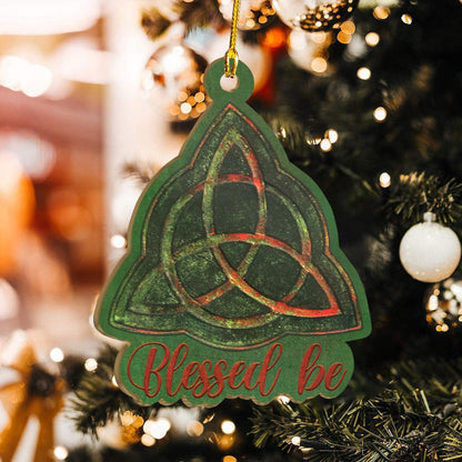 Blessed Be Ancient Celtic Knot Triquetra Wicca - Witch Ornament (Printed On Both Sides) 1022