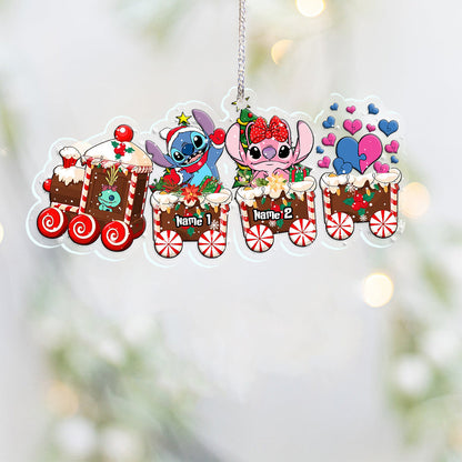 Merry Christmas Train - Personalized Christmas Ohana Transparent Ornament