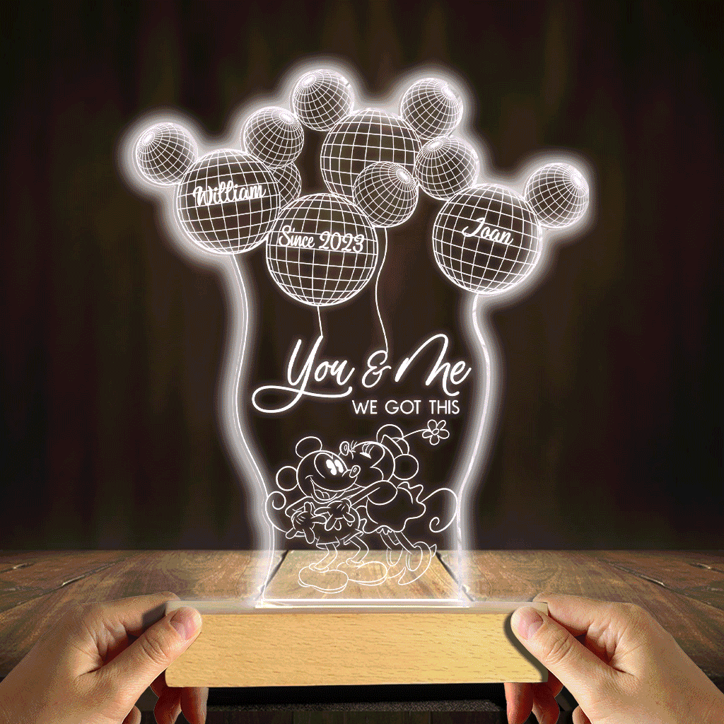 You And Me We Got This - Personalized Couple Mouse Shaped Plaque Light Base