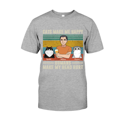 Cats Make Me Happy - Personalized Father's Day Father T-shirt and Hoodie