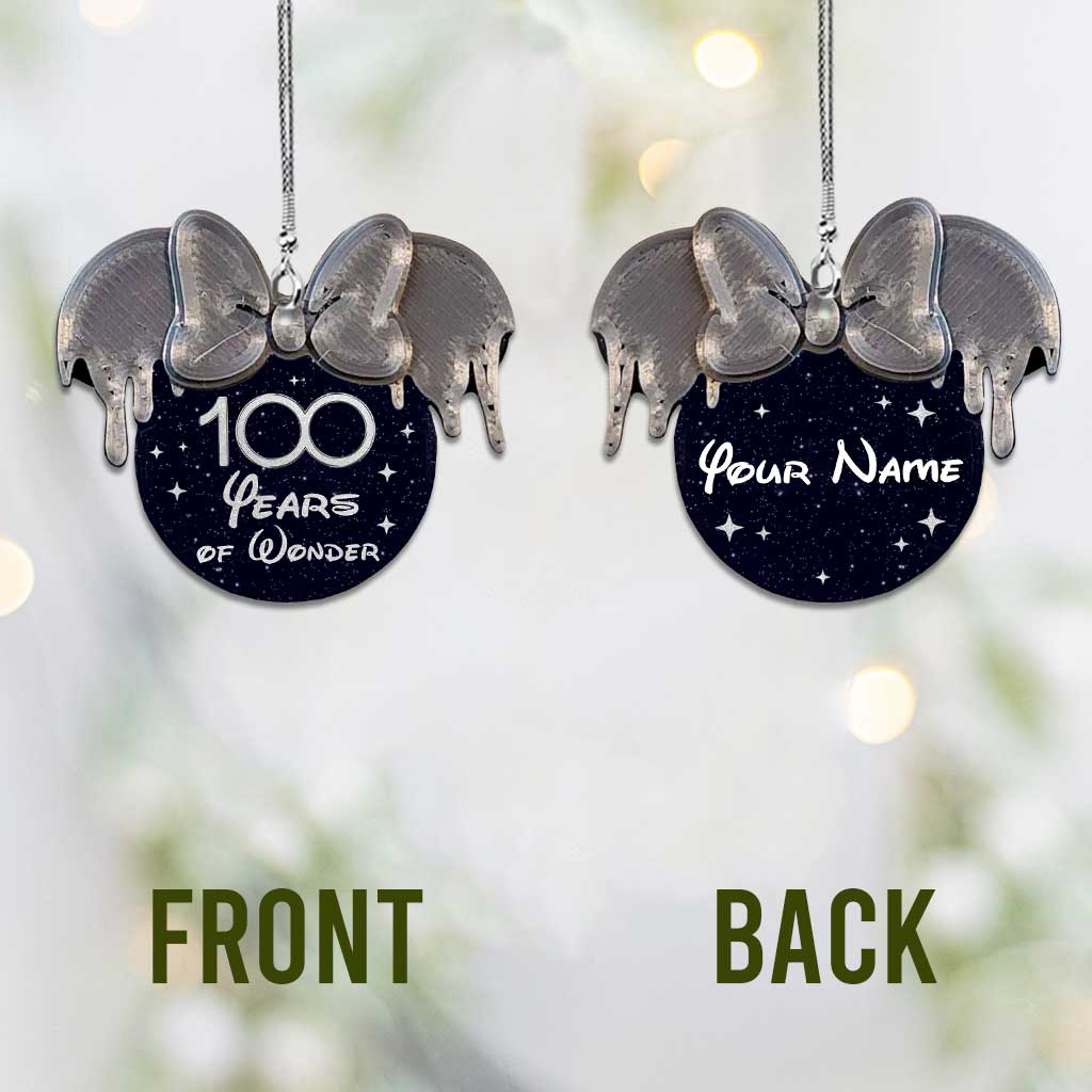 100th Magical - Personalized Mouse Car ornament (Printed On Both Sides)