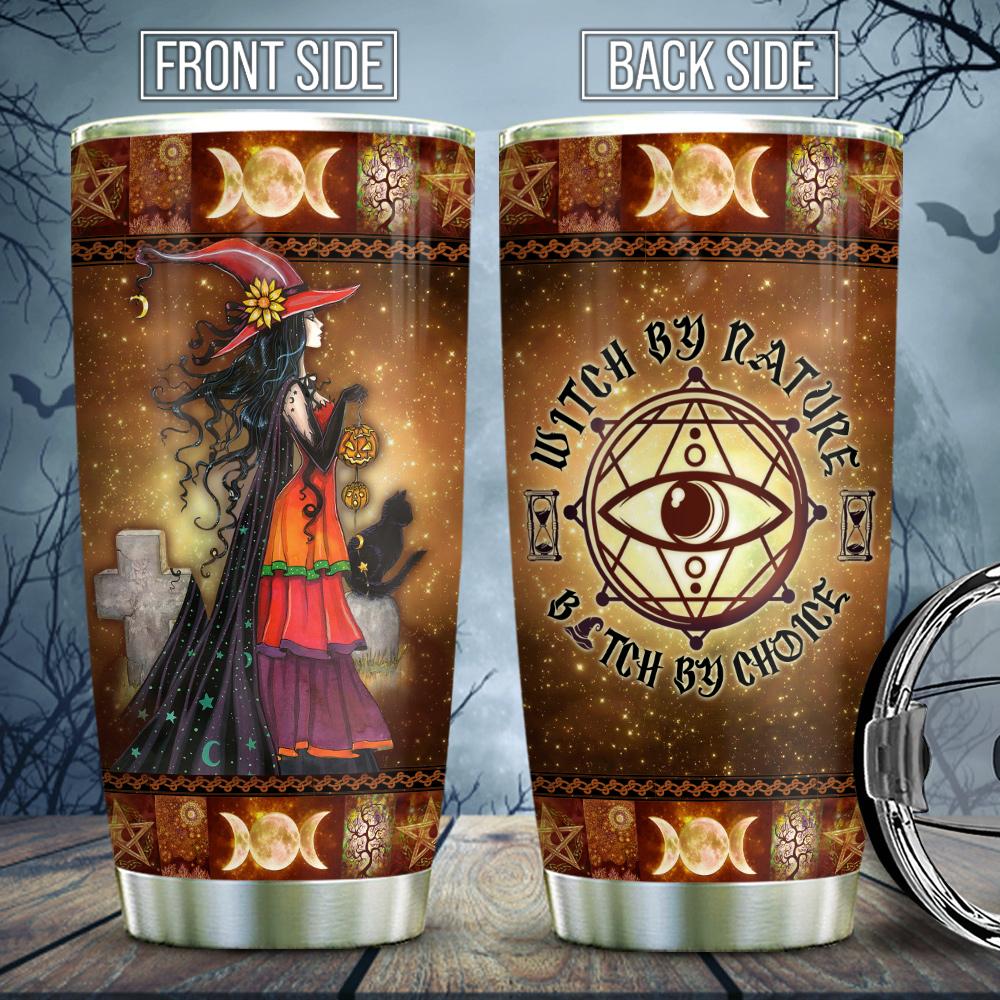 Witch With Her Black Cat By Nature - Witch Tumbler 0822