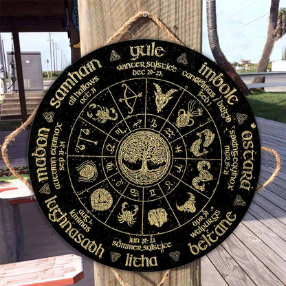 Witch Wheel - Round Wood Sign