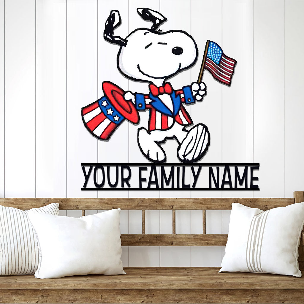 Happy Freedom Family - Personalized Independence Day Cut Metal Sign