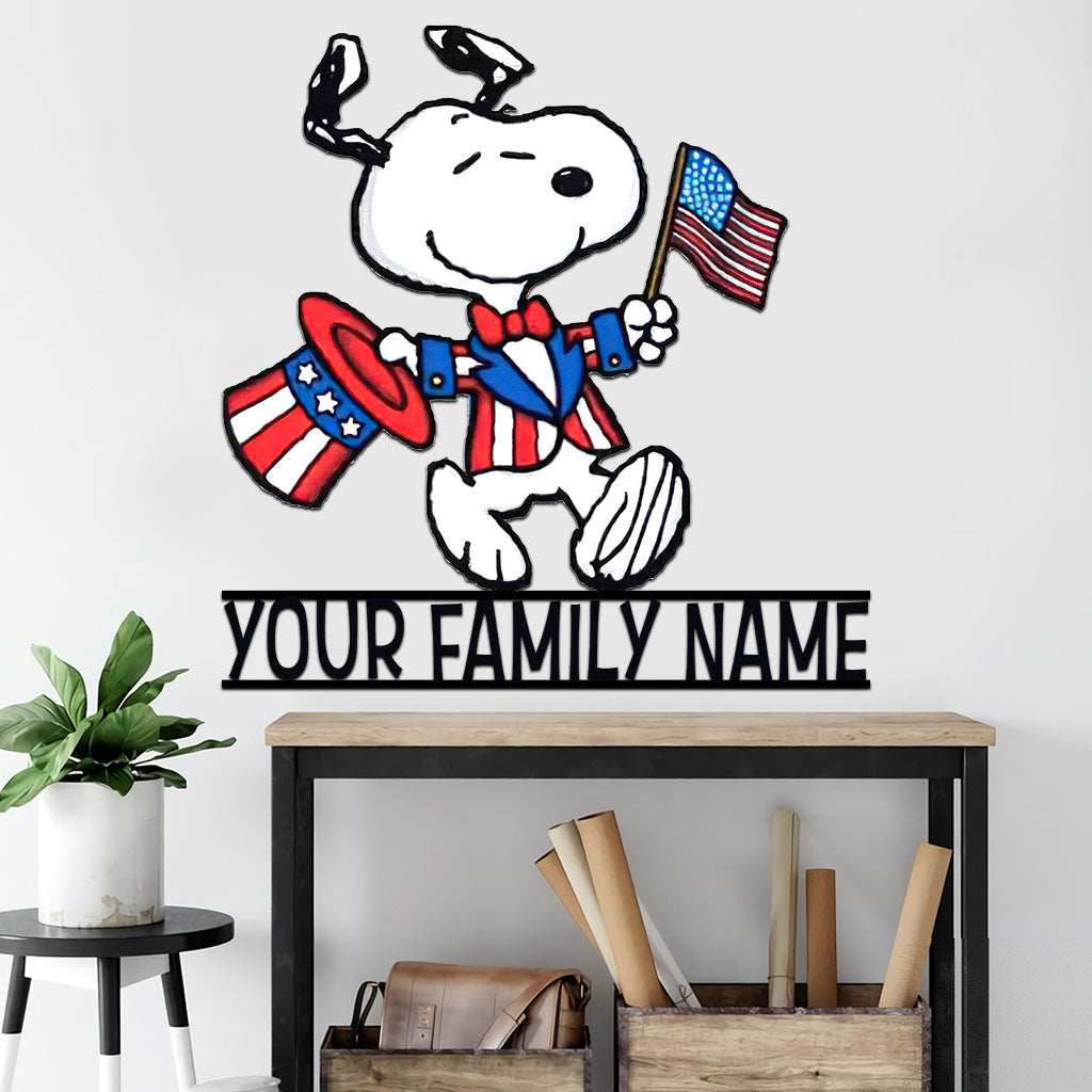 Happy Freedom Family - Personalized Independence Day Cut Metal Sign
