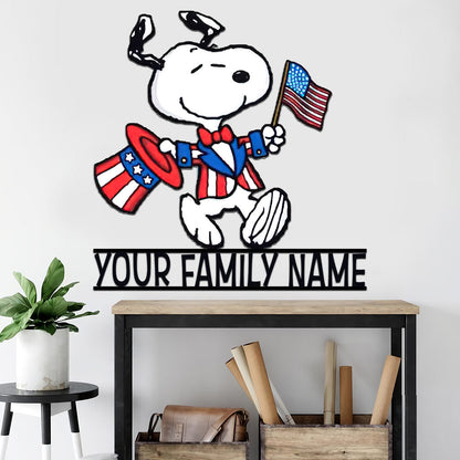 Happy Freedom Family - Personalized Independence Day Cut Metal Sign