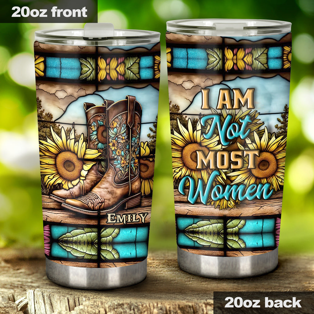 I Am Not Most Women Sunflower Stained Glass - Personalized Horse Tumbler