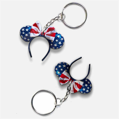 Happy 4th Of July - Independence Day Mouse Keychain With  3D Pattern Print (Printed On Both Sides)