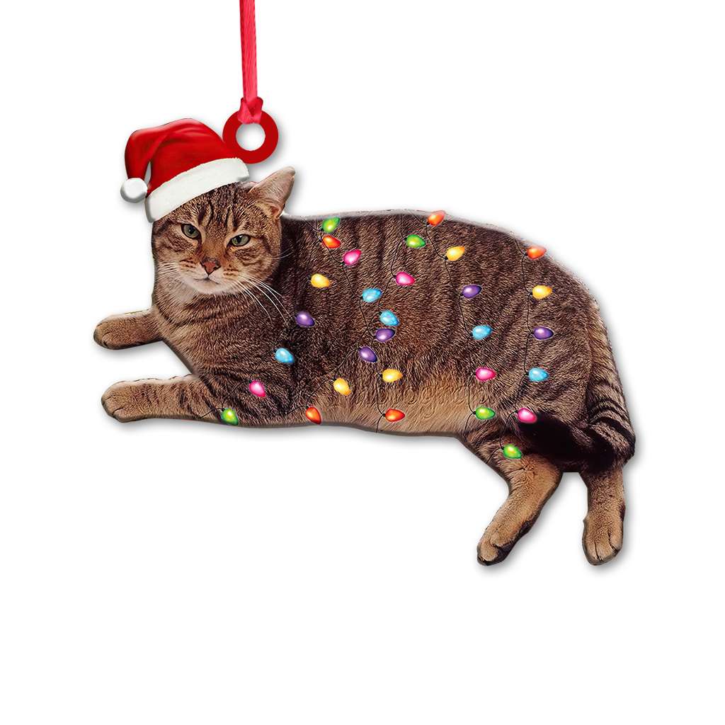 Tabby Cat And Christmas Light Lovely - Cat Ornament (Printed On Both Sides) 1122