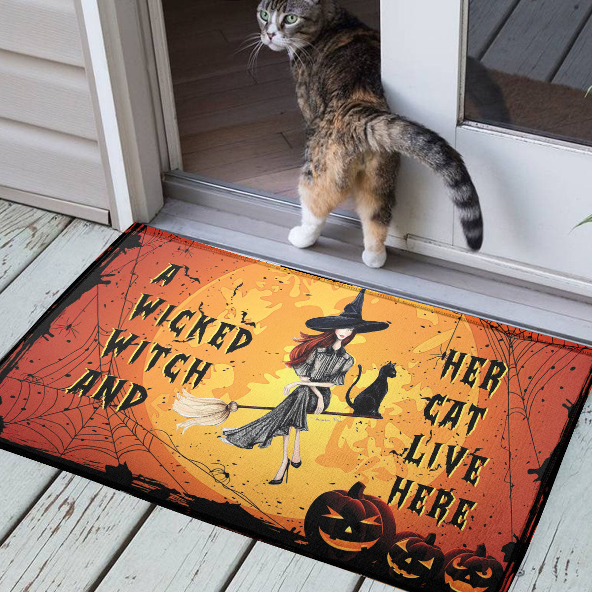 A Wicked Witch And Her Cat Live Here - Witch Doormat 0822