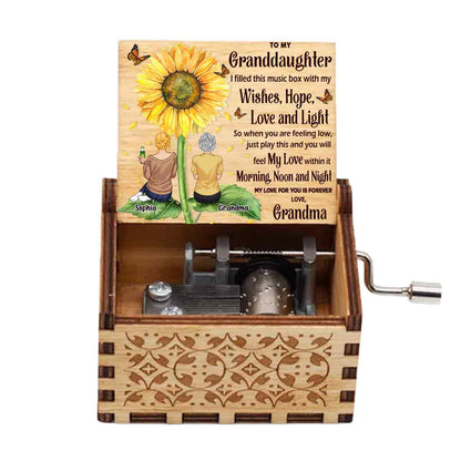 To My Daughter Granddaughter - Gift for grandma, mom, daughter, granddaughter, sister - Personalized Hand Crank Music Box