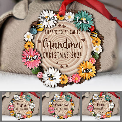 Nana Flowers - Personalized Christmas Grandma Layered Wood Ornament