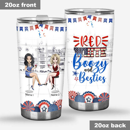 Red White And Boozy - Personalized Independence Day Bestie Tumbler