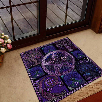 Witch Pentagram Magical Roses - Witch Shaped Doormat