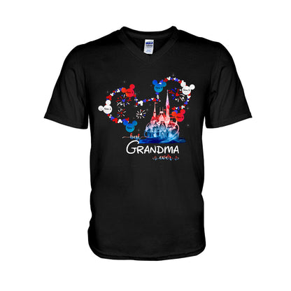 Best Grandma Ever - Personalized Independence Day Mouse T-shirt and Hoodie