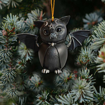 Gothic Bat Moon - Halloween Witch Ornament (Printed On Both Sides)