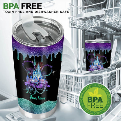 50 Years Of Magic World -  Personalized Mouse Tumbler With Glitter Pattern Print