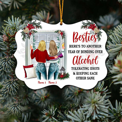 Besties Forever - Personalized Christmas Bestie Ornament (Printed On Both Sides)