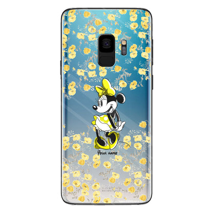 Yellow Floral - Personalized Mouse Clear Phone Case