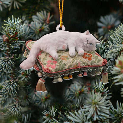 Happy Kitty - Christmas Cat Ornament With 3D Pattern Print (Printed On Both Sides)