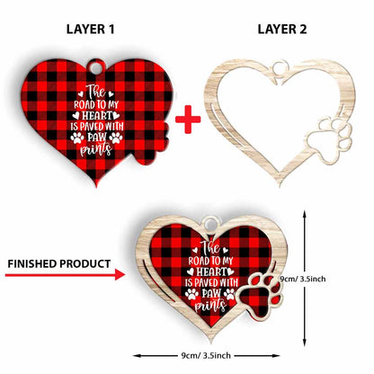 The Road To My Heart Is Paved With Paw Prints - Personalized Dog Layered Wood Ornament