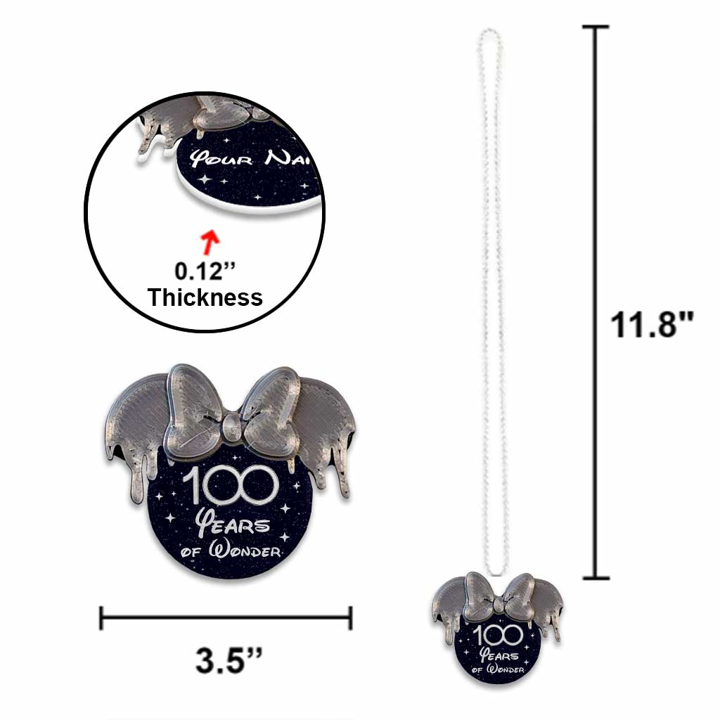 100th Magical - Personalized Mouse Car ornament (Printed On Both Sides)