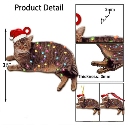 Tabby Cat And Christmas Light Lovely - Cat Ornament (Printed On Both Sides) 1122