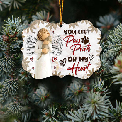 Memorial Angel Cat You Left Paw Prints On My Heart - Cat Ornament (Printed On Both Sides) 1022