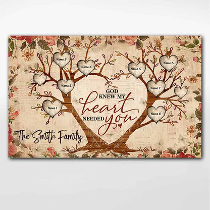 God Knew My Heart Needed You - Personalized Family Poster
