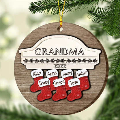 Love Grandma - Personalized Christmas Grandma Layered Wood Ornament
