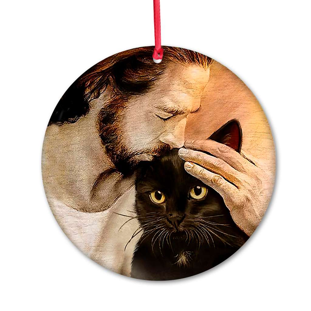 Black Cat With Jesus - Cat Ornament (Printed On Both Sides) 1022