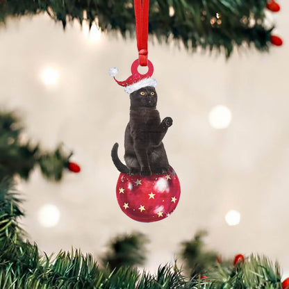 Black Cat On Christmas Bulb - Cat Ornament (Printed On Both Sides) 1122