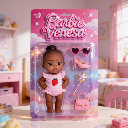 Pretty Doll-style, Gift for Girl - Personalized Kid Custom Shaped Acrylic Plaque