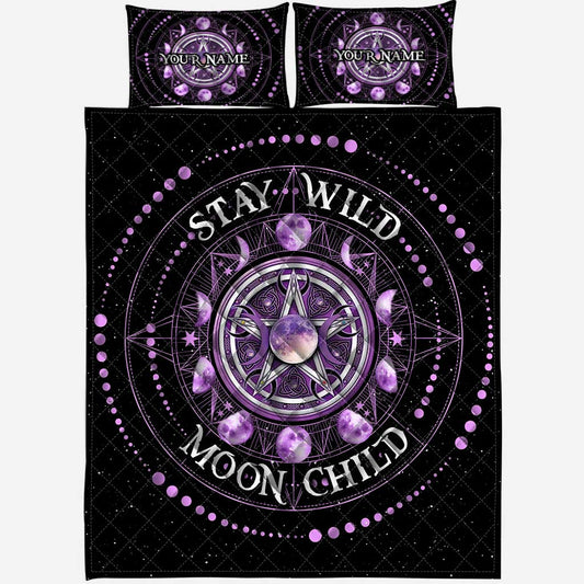 Stay Wild Moon Child - Personalized Halloween Witch Quilt Set