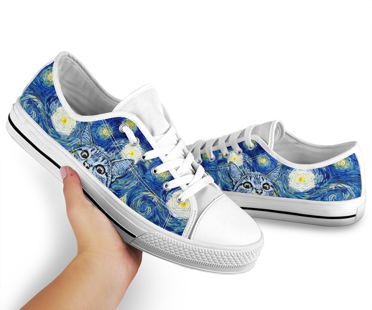 Cat Starry Night Cat Low Top Shoes 0622