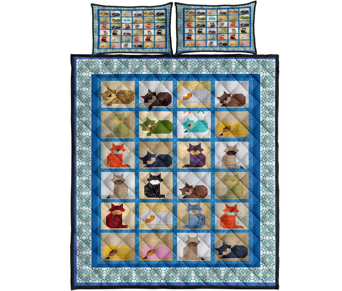 Cats Pattern Cat Quilt Set 0622