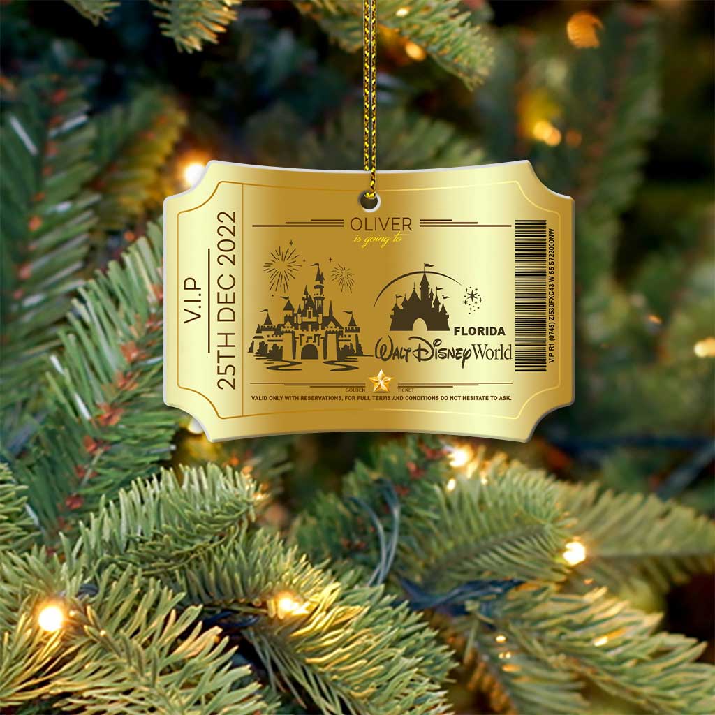 Going To The Magic Kingdom - Personalized Christmas Mouse Scalloped Aluminium Ornament (Printed On Both Sides)