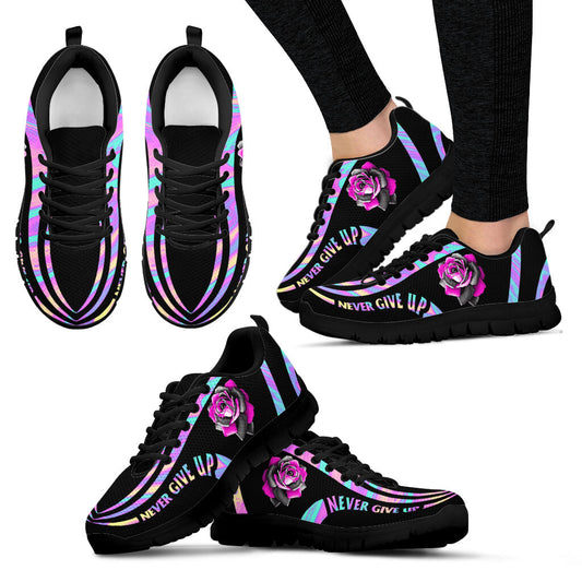Never Give Up Breast Cancer Awareness Sneakers 0622
