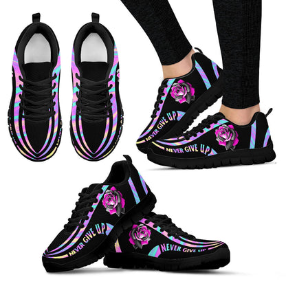 Never Give Up Breast Cancer Awareness Sneakers 0622