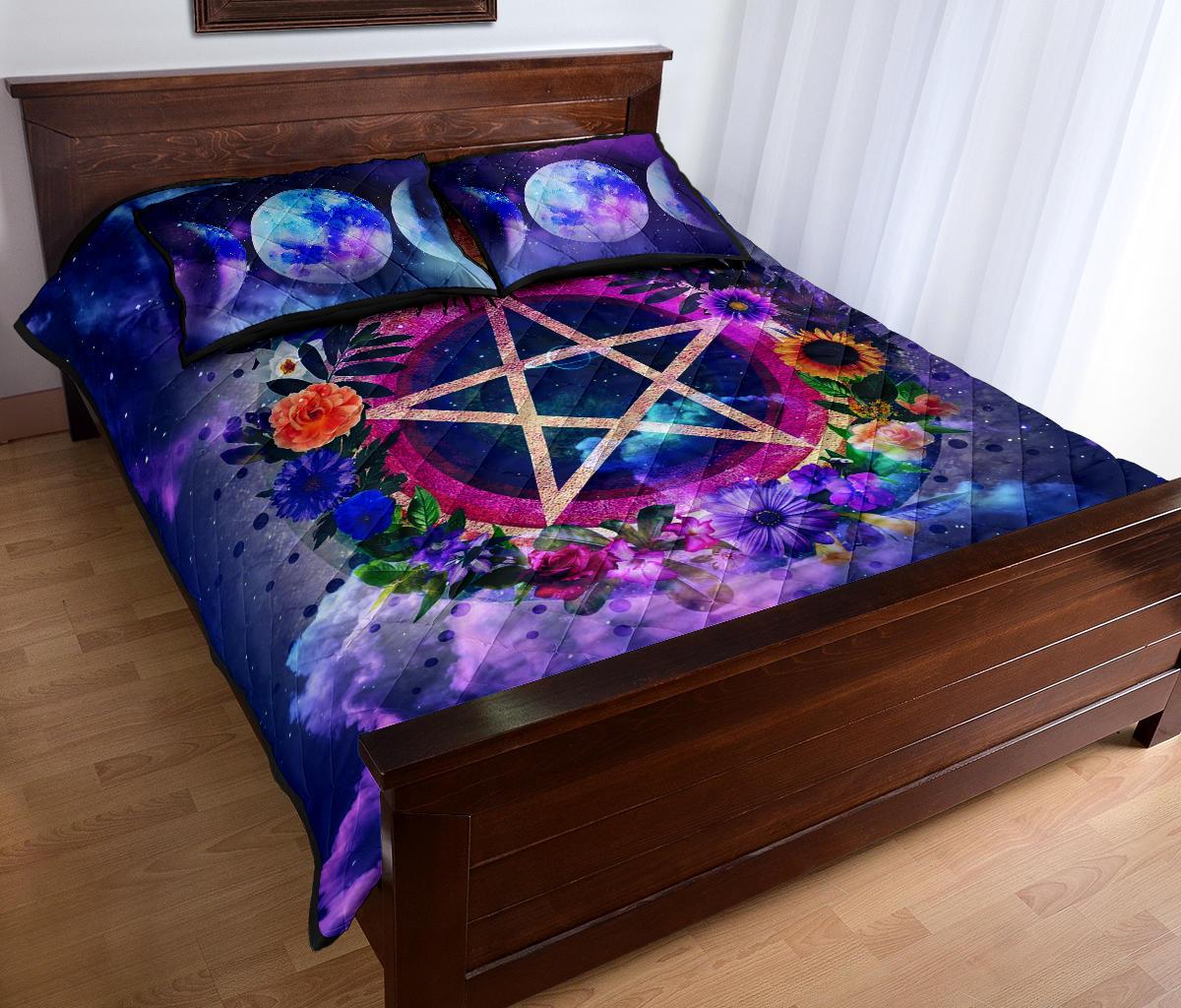 Pentagram Moon Wicca - Witch Quilt Set 0822