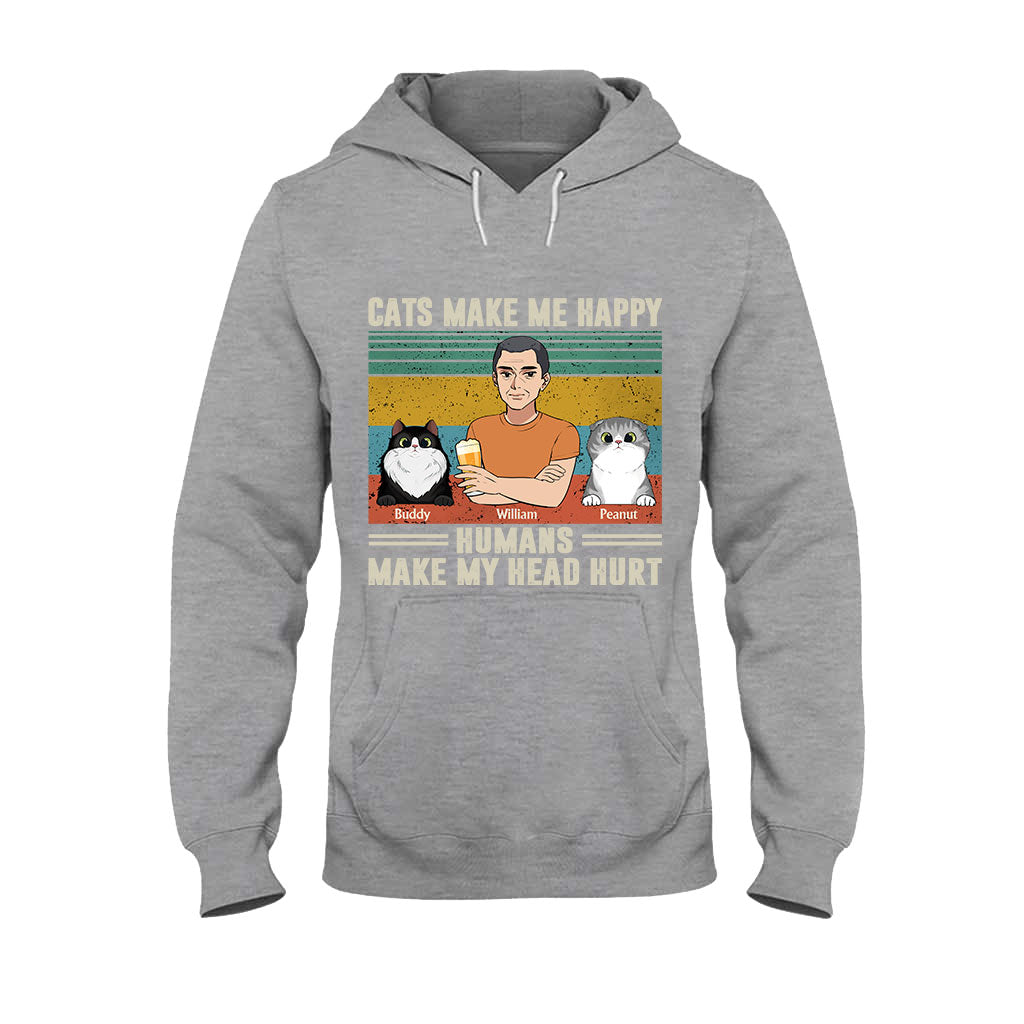 Cats Make Me Happy - Personalized Father's Day Father T-shirt and Hoodie