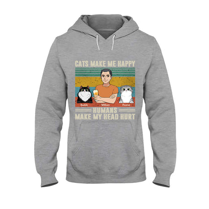 Cats Make Me Happy - Personalized Father's Day Father T-shirt and Hoodie