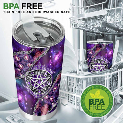 Witch Vibes Purple Pentagram 3D Pattern Printed Tumbler