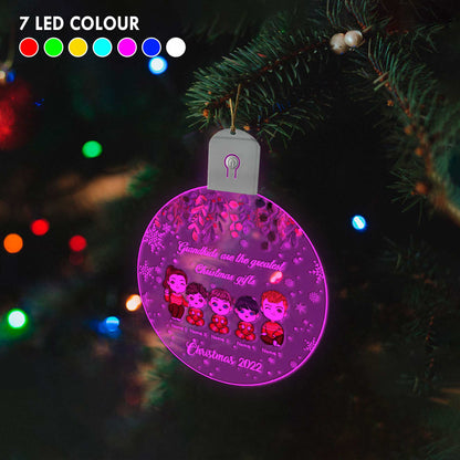 Grandkids Are The Greatest Christmas Gift - Personalized Grandma Round Led Acrylic Ornament
