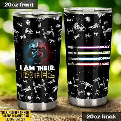 I Am Their Father Darth Vader Lightsaber Personalized Star Wars Tumbler - Star Wars Family Tumbler