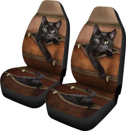 Cat Leather Pattern Print Cat Seat Covers 0622