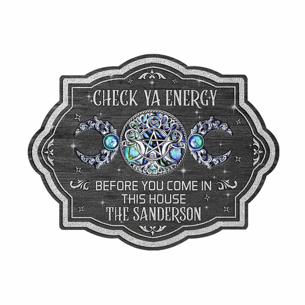 Check Ya Energy - Personalized Witch Shaped Doormat