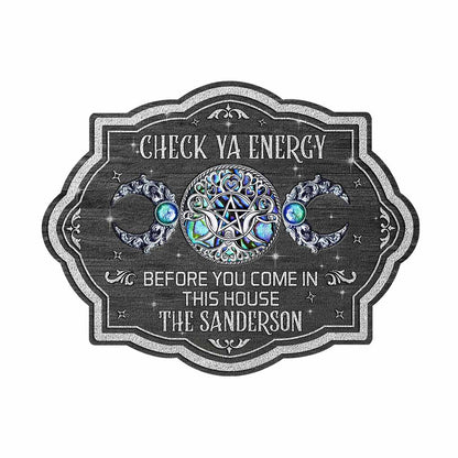 Check Ya Energy - Personalized Witch Shaped Doormat