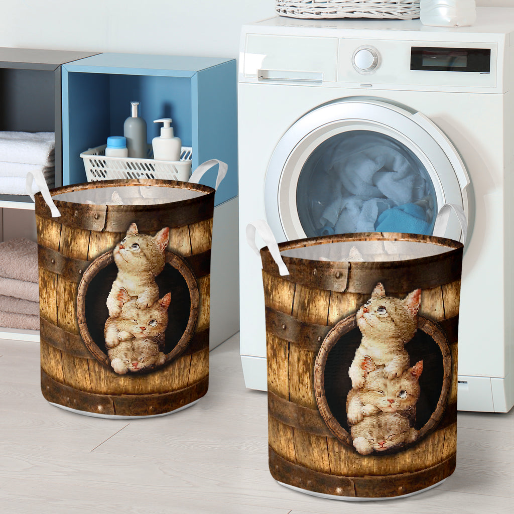 Cat Wood Pattern Print Cat Storage Basket 0622