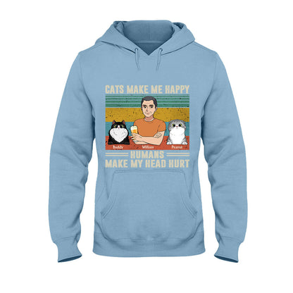 Cats Make Me Happy - Personalized Father's Day Father T-shirt and Hoodie